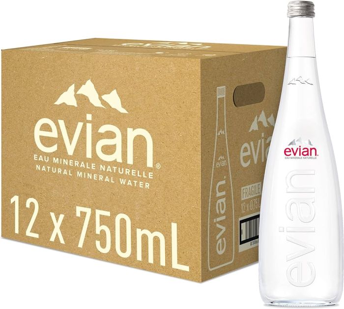 EVIAN MINERAL WATER 75CL GLASS 12 PCS